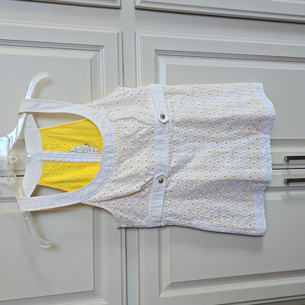 Trina Turk White/Yellow Sleeveless top